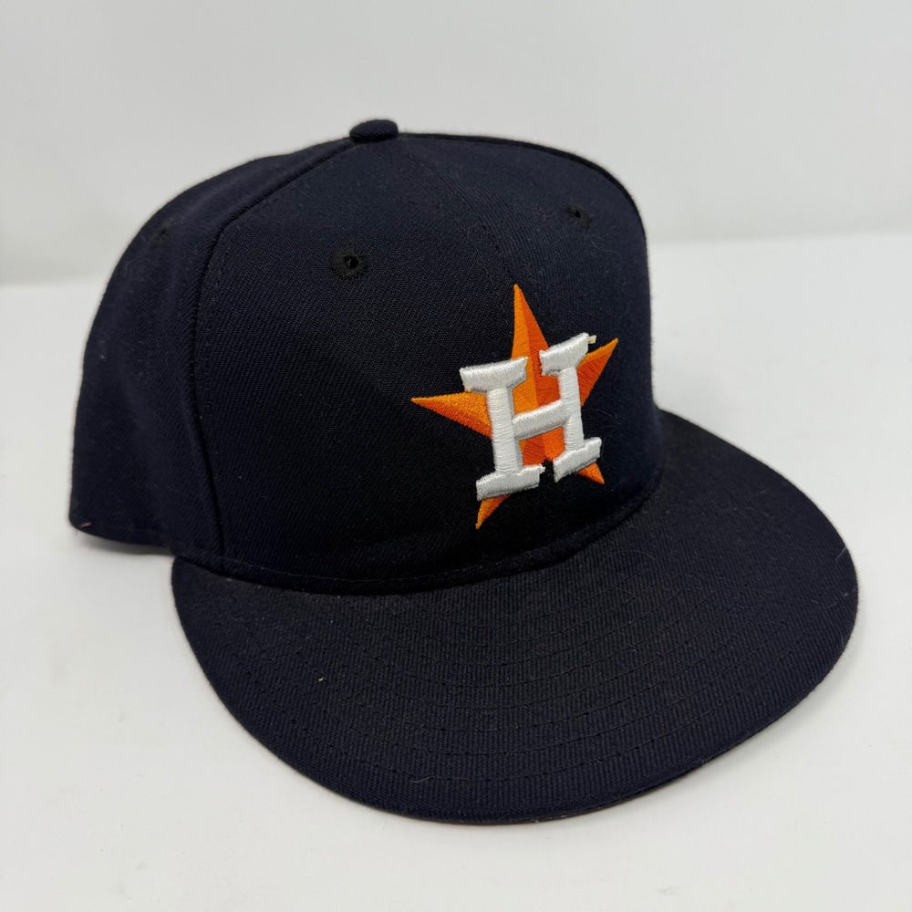 New Era 59FIFTY Houston Astros Fitted Hat Navy Blue Orange Star H MLB Size 7 1/4